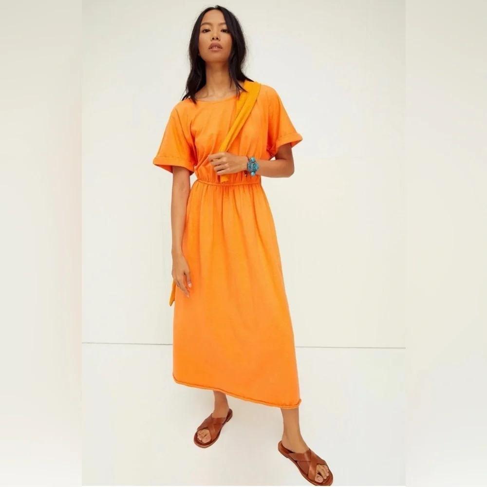 Free people Sorrento orange midi dress small